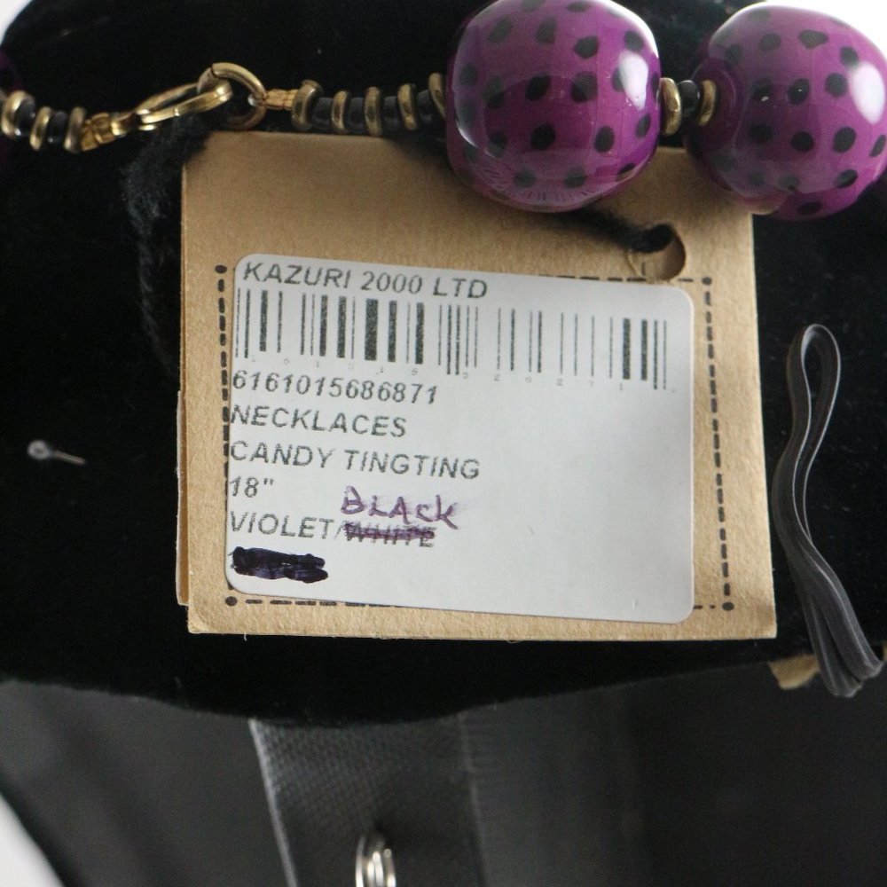 KAZURI Beads Candy TingTing 18-in Violet/Black Necklace + Earrings + Bracelet - Picture 9 of 10